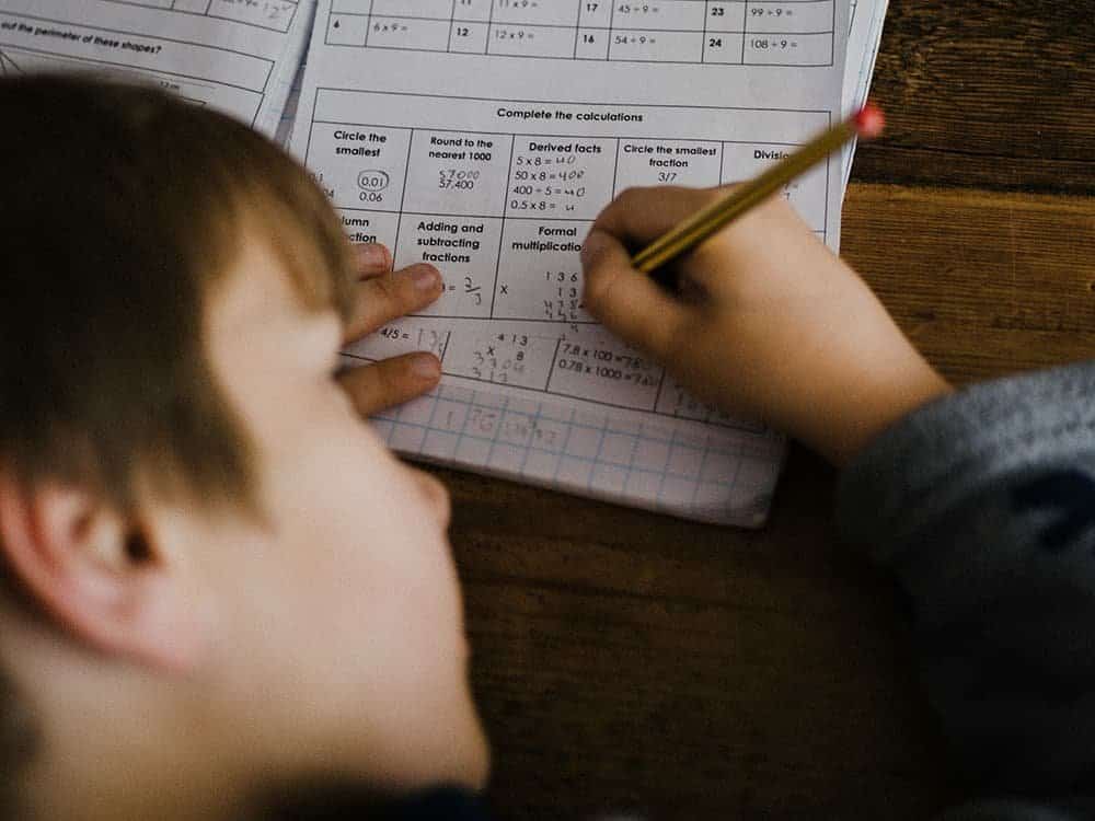 Boy taking a test
